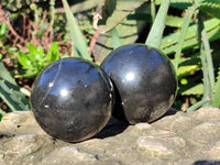 Polished Black Basalt Spheres x 4 From Antsirabe, Madagascar - Toprock Gemstones and Minerals 