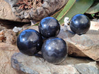 Polished Black Basalt Spheres x 4 From Antsirabe, Madagascar - Toprock Gemstones and Minerals 