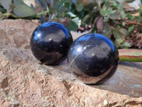 Polished Black Basalt Spheres x 4 From Antsirabe, Madagascar - Toprock Gemstones and Minerals 