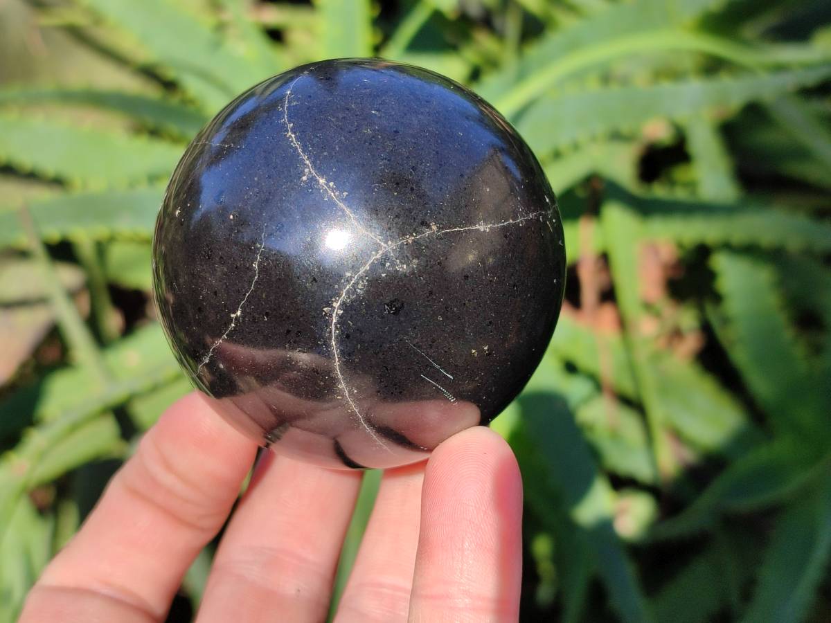 Polished Black Basalt Spheres x 4 From Antsirabe, Madagascar - Toprock Gemstones and Minerals 