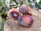 Polished On One Side Red Sashe River Agate Nodules x 20 From Zimbabwe - Toprock Gemstones and Minerals 
