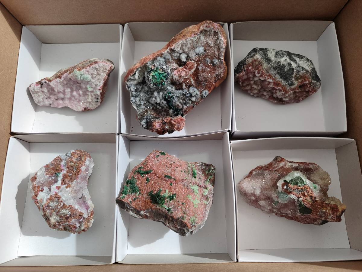 Natural Drusy Salrose on Dolomite Matrix Specimens x 6 From Kakanda, Congo - Toprock Gemstones and Minerals 