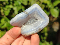 Polished Blue Lace Agate Tumbled Stones x 12 From Malawi
