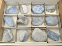 Polished Blue Lace Agate Tumbled Stones x 12 From Malawi