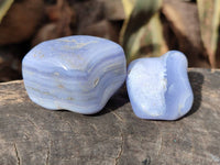 Polished Blue Lace Agate Tumbled Stones x 12 From Malawi