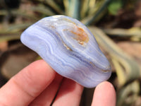 Polished Blue Lace Agate Tumbled Stones x 12 From Malawi