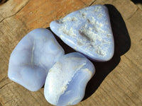 Polished Blue Lace Agate Tumbled Stones x 12 From Malawi