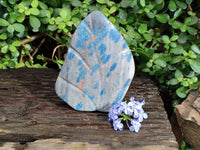 Polished Blue Spinel Spotted Quartz Leaf Sculpture x 1 From Madagascar
