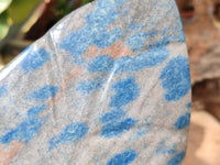 Polished Blue Spinel Spotted Quartz Leaf Sculpture x 1 From Madagascar