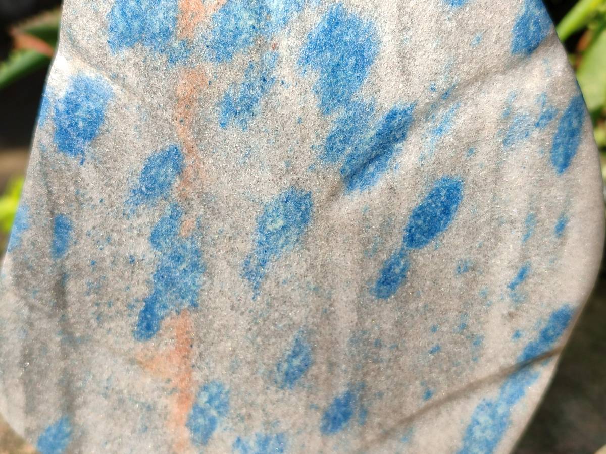 Polished Blue Spinel Spotted Quartz Leaf Sculpture x 1 From Madagascar - Toprock Gemstones and Minerals 