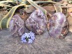 Polished Chevron Amethyst Standing Free Forms x 3 from Ankazobe, Madagascar - Toprock Gemstones and Minerals 
