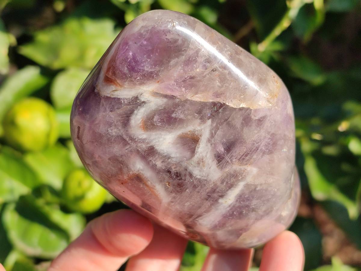 Polished Chevron Amethyst Standing Free Forms x 3 from Ankazobe, Madagascar - Toprock Gemstones and Minerals 