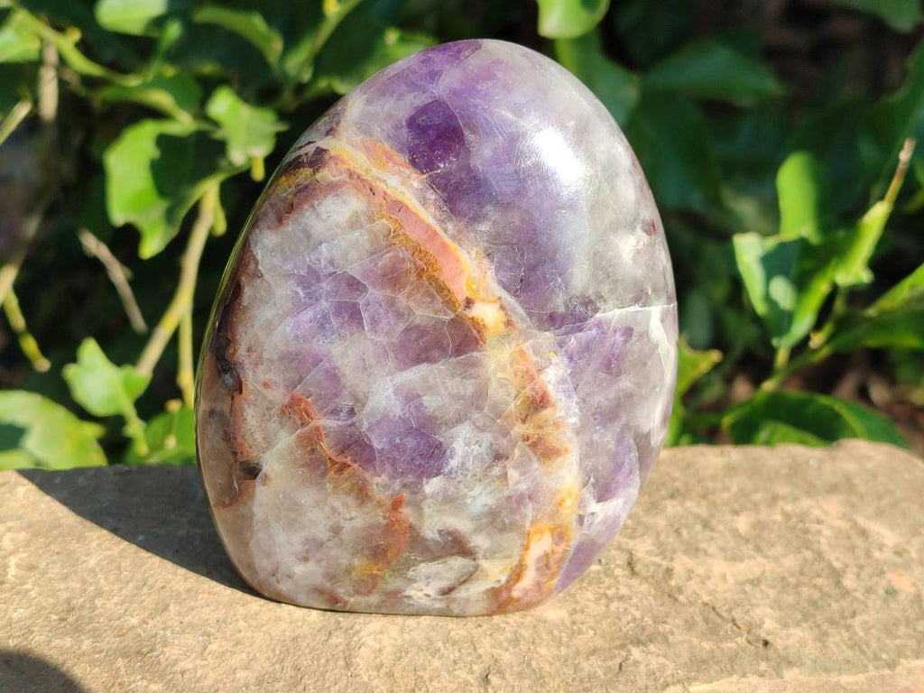 Polished Chevron Amethyst Standing Free Forms x 3 from Ankazobe, Madagascar - Toprock Gemstones and Minerals 