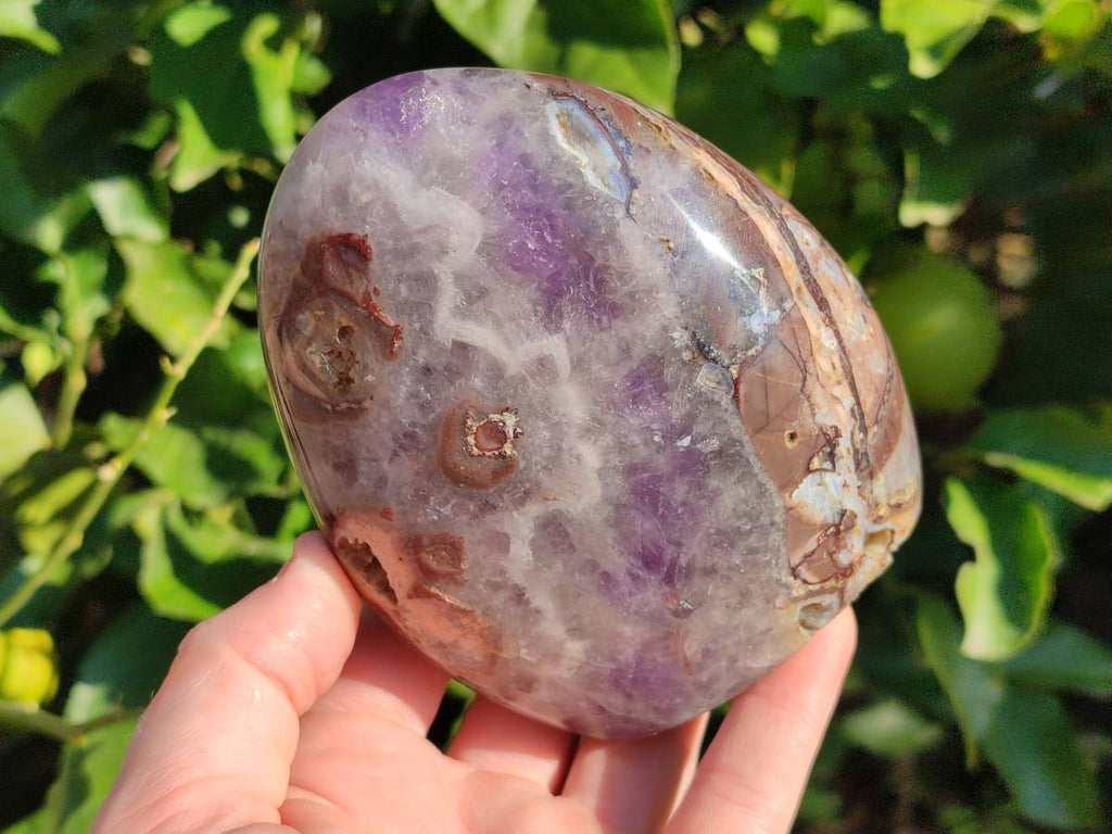 Polished Chevron Amethyst Standing Free Forms x 3 from Ankazobe, Madagascar - Toprock Gemstones and Minerals 