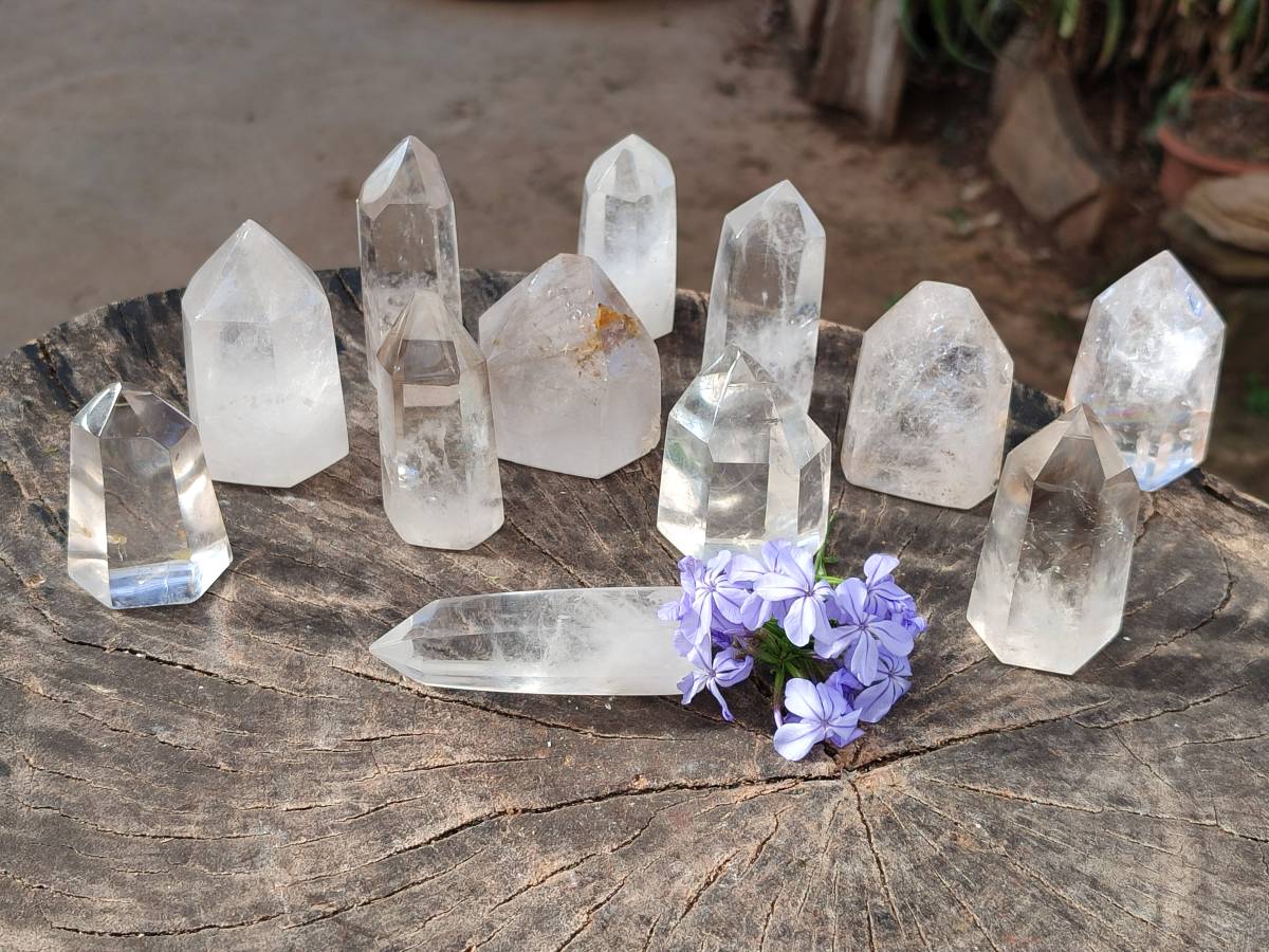 Polished Clear Quartz Crystals x 12 From Madagascar - Toprock Gemstones and Minerals 