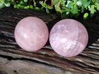 Polished Rose Quartz Spheres x 2 Madagascar - Toprock Gemstones and Minerals 