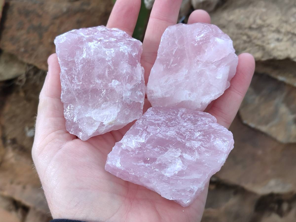 Natural Pink Rose Quartz Cobbed Specimens x 24 From North Cape, South Africa - Toprock Gemstones and Minerals 