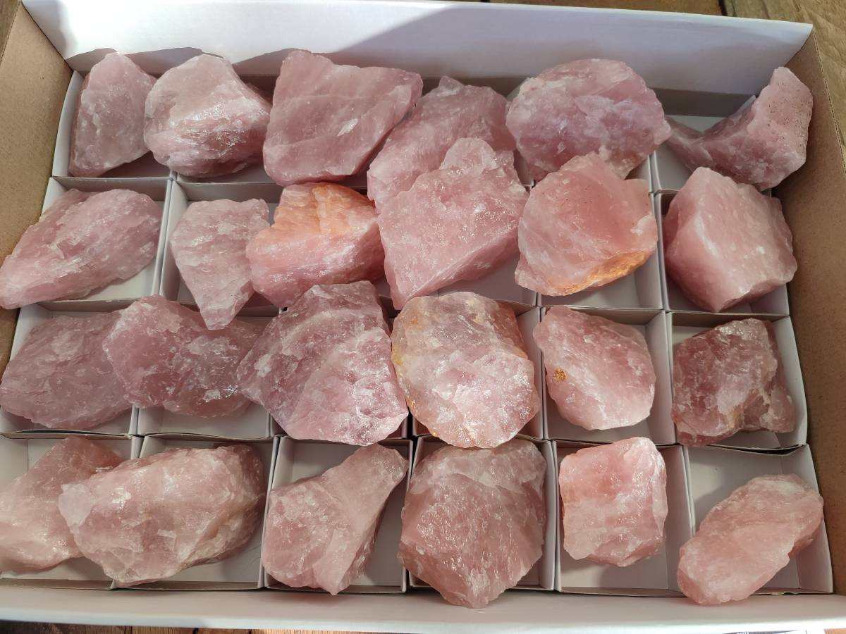 Natural Pink Rose Quartz Cobbed Specimens x 24 From North Cape, South Africa - Toprock Gemstones and Minerals 