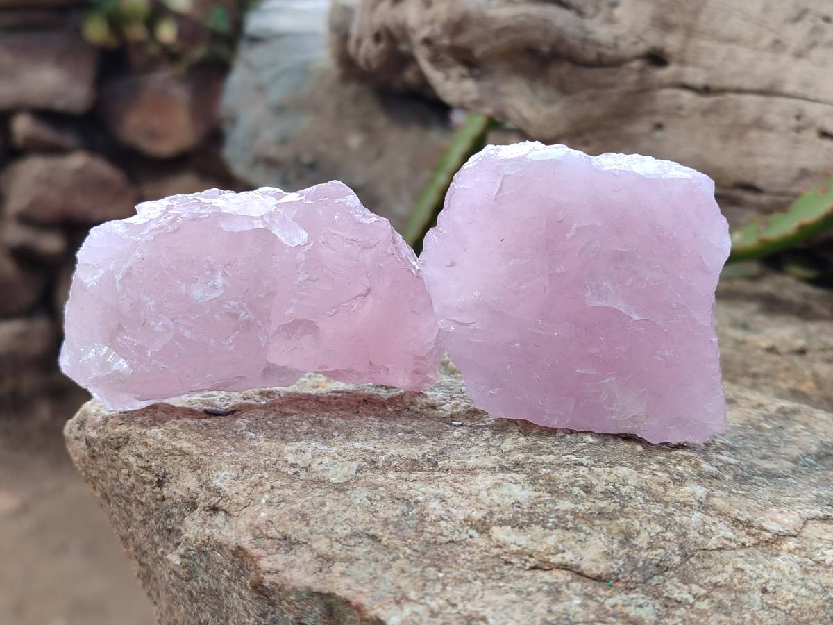Natural Pink Rose Quartz Cobbed Specimens x 24 From North Cape, South Africa - Toprock Gemstones and Minerals 