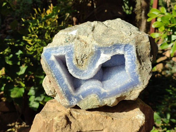 Natural Blue Lace Agate Geode Specimen x 1 From Nsanje, Malawi