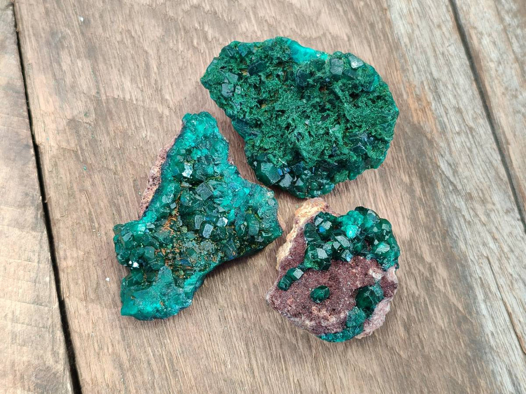Natural Dioptase on Dolomite Matrix Specimens x 12 From Likasi, Congo - Toprock Gemstones and Minerals 