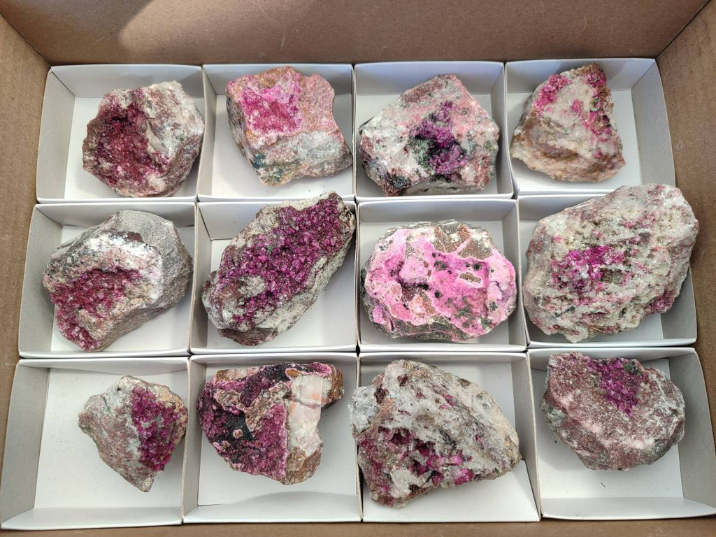 Natural Drusy Salrose on Dolomite Matrix Specimens x 12 From Kakanda, Congo - Toprock Gemstones and Minerals 
