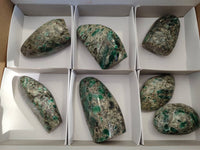 Polished Emerald Mica In Matrix Standing Free Forms x 7 From Mutoko, Zimbabwe - Toprock Gemstones and Minerals 