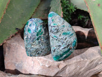 Polished Emerald Mica In Matrix Standing Free Forms x 7 From Mutoko, Zimbabwe - Toprock Gemstones and Minerals 