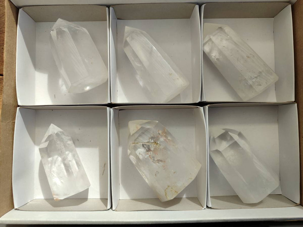 Polished Clear Quartz Crystals x 6 From Madagascar - Toprock Gemstones and Minerals 
