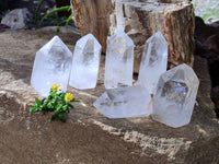 Polished Clear Quartz Crystals x 6 From Madagascar
