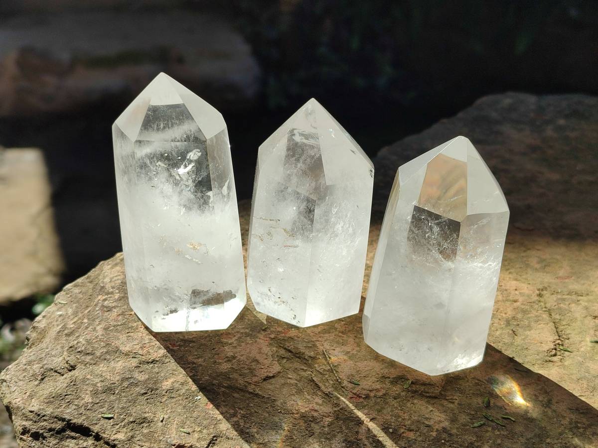 Polished Clear Quartz Crystals x 6 From Madagascar - Toprock Gemstones and Minerals 