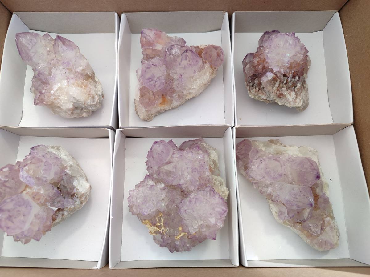 Natural Amethyst Spirit Quartz Clusters x 6 From Boekenhouthoek, South Africa - Toprock Gemstones and Minerals 