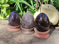 Polished Smokey Quartz Gemstone Eggs x 4 From Madagascar - Toprock Gemstones and Minerals 