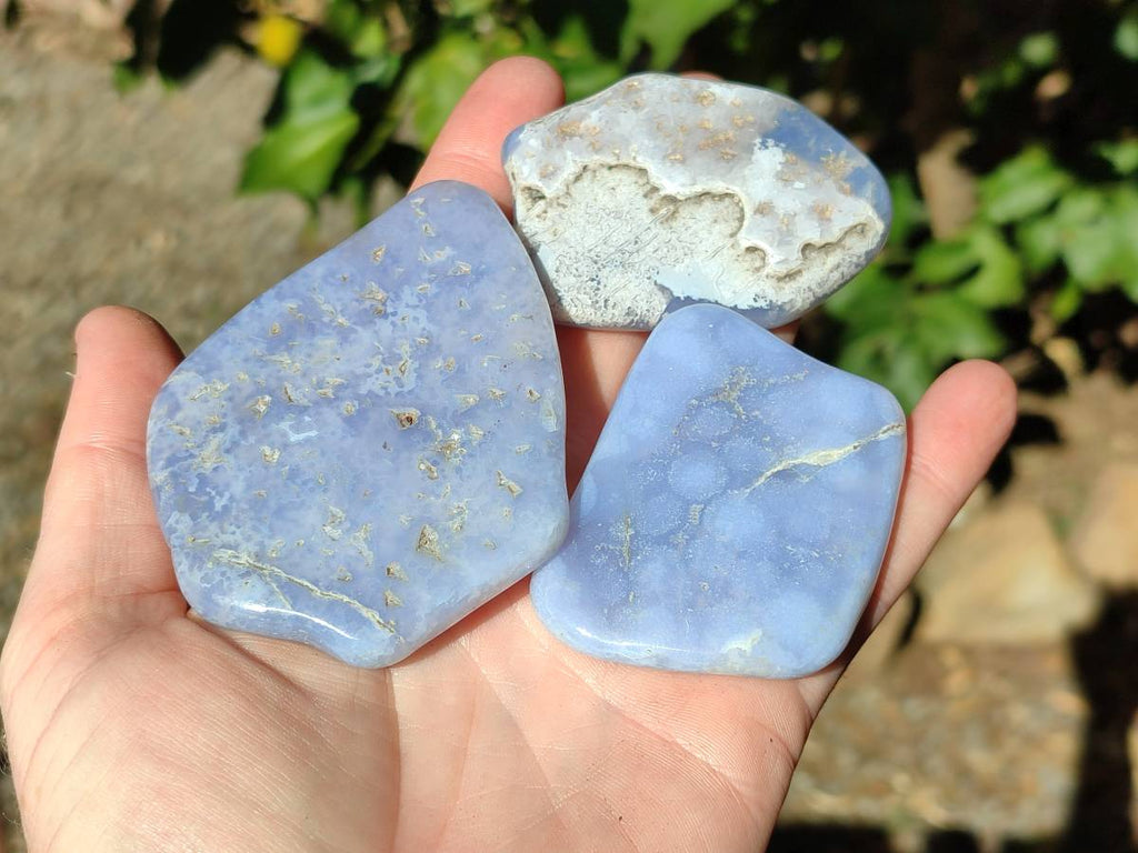 Polished Blue Lace Agate Tumbled Stones x 12 From Nsanje, Malawi - Toprock Gemstones and Minerals 