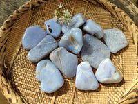 Polished Blue Lace Agate Tumbled Stones x 12 From Nsanje, Malawi