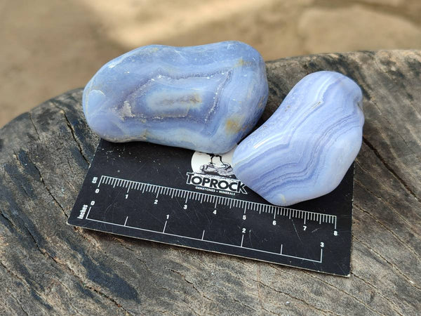 Polished Blue Lace Agate Tumbled Stones x 12 From Nsanje, Malawi