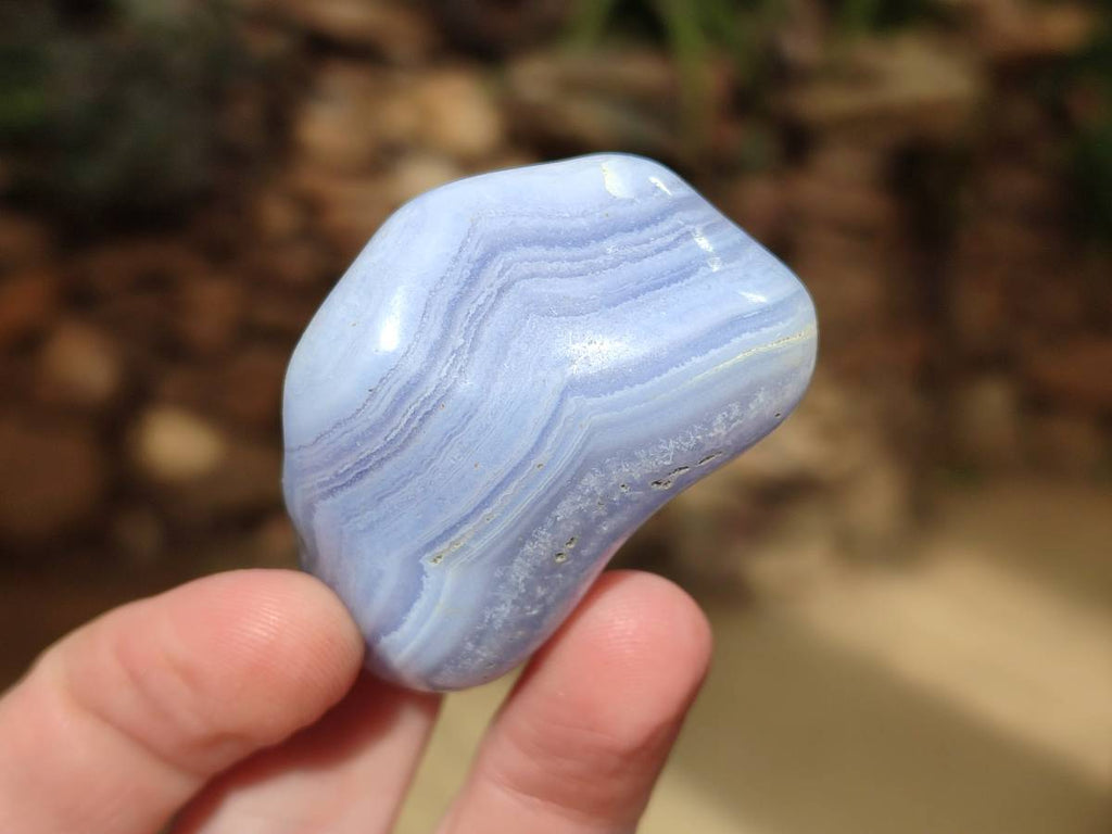 Polished Blue Lace Agate Tumbled Stones x 12 From Nsanje, Malawi - Toprock Gemstones and Minerals 