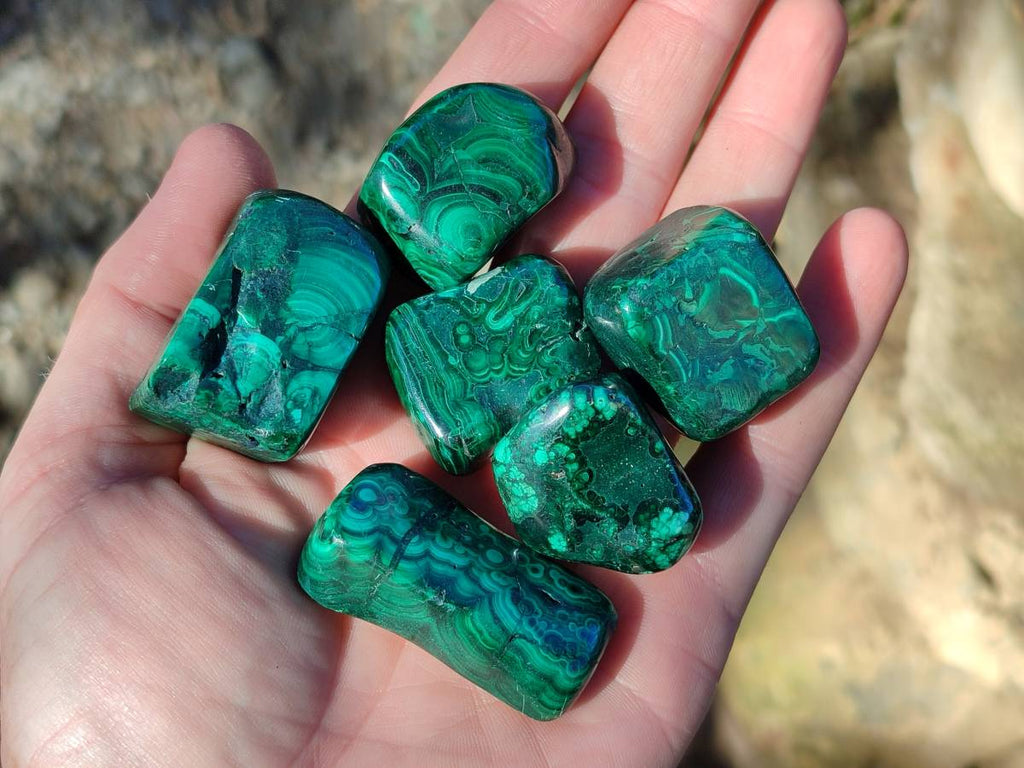 Polished Flower Banded Malachite Tumbled Stones x 35 From Congo - Toprock Gemstones and Minerals 