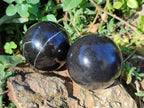 Polished Black Basalt Spheres x 3 From Antsirabe, Madagascar - Toprock Gemstones and Minerals 