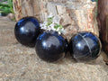 Polished Black Basalt Spheres x 3 From Antsirabe, Madagascar - Toprock Gemstones and Minerals 