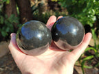 Polished Black Basalt Spheres x 3 From Antsirabe, Madagascar - Toprock Gemstones and Minerals 
