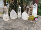 Polished Clear Rainbow Veil and Girasol Quartz Crystals x 6 From Madagascar - Toprock Gemstones and Minerals 
