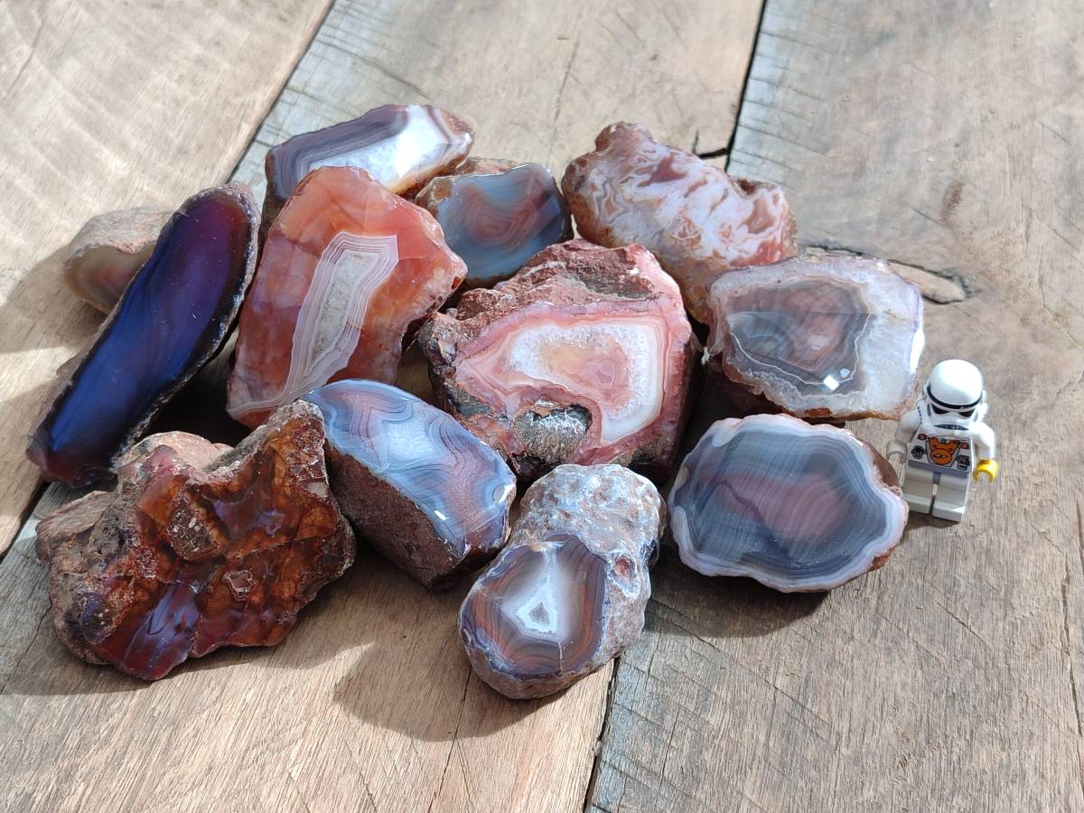 Polished On One Side Red Sashe River Agate Nodules x 12 From Zimbabwe - Toprock Gemstones and Minerals 