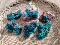 Natural Dioptase Crystals with Malachite on Dolomite Matrix Specimens x 6 From Likasi, Congo - Toprock Gemstones and Minerals 
