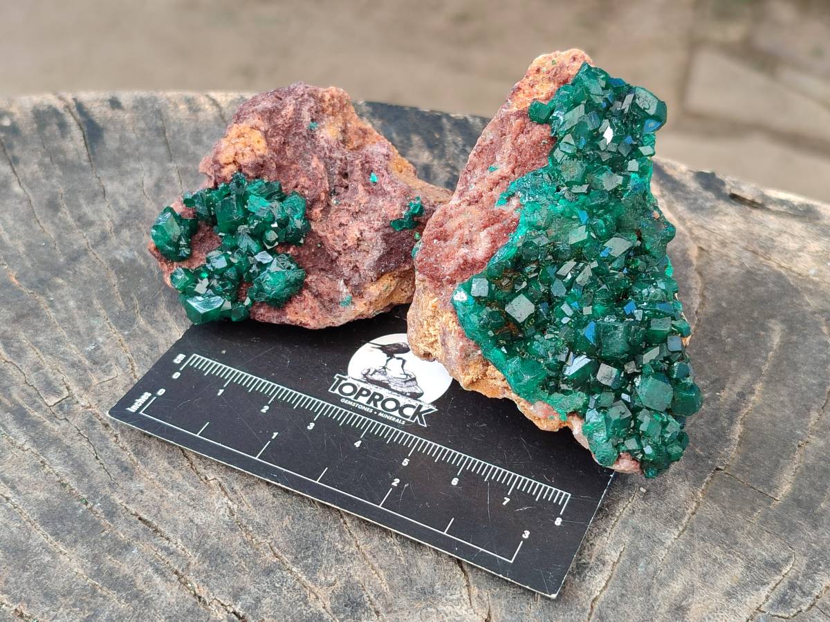 Natural Dioptase Crystals with Malachite on Dolomite Matrix Specimens x 6 From Likasi, Congo - Toprock Gemstones and Minerals 