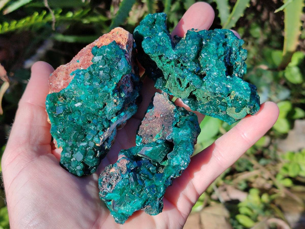 Natural Dioptase Crystals with Malachite on Dolomite Matrix Specimens x 6 From Likasi, Congo - Toprock Gemstones and Minerals 
