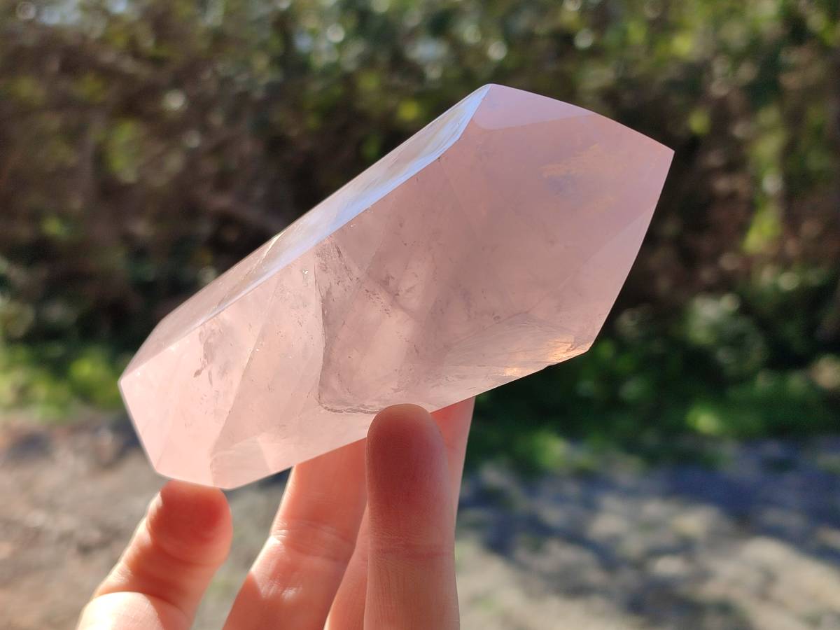 Polished Double Terminated Rose Quartz Points x 4 Ambatondrazaka, Madagascar - Toprock Gemstones and Minerals 