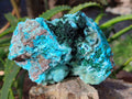 Natural Drusy Chrysocolla and Malachite Stalactite Coated on Dolomite Specimens x 2 From Lupoto Mine, Congo - Toprock Gemstones and Minerals 