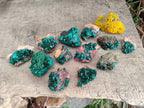 Natural Dioptase Crystals with Malachite on Dolomite Matrix Specimens x 12 From Likasi, Congo - Toprock Gemstones and Minerals 
