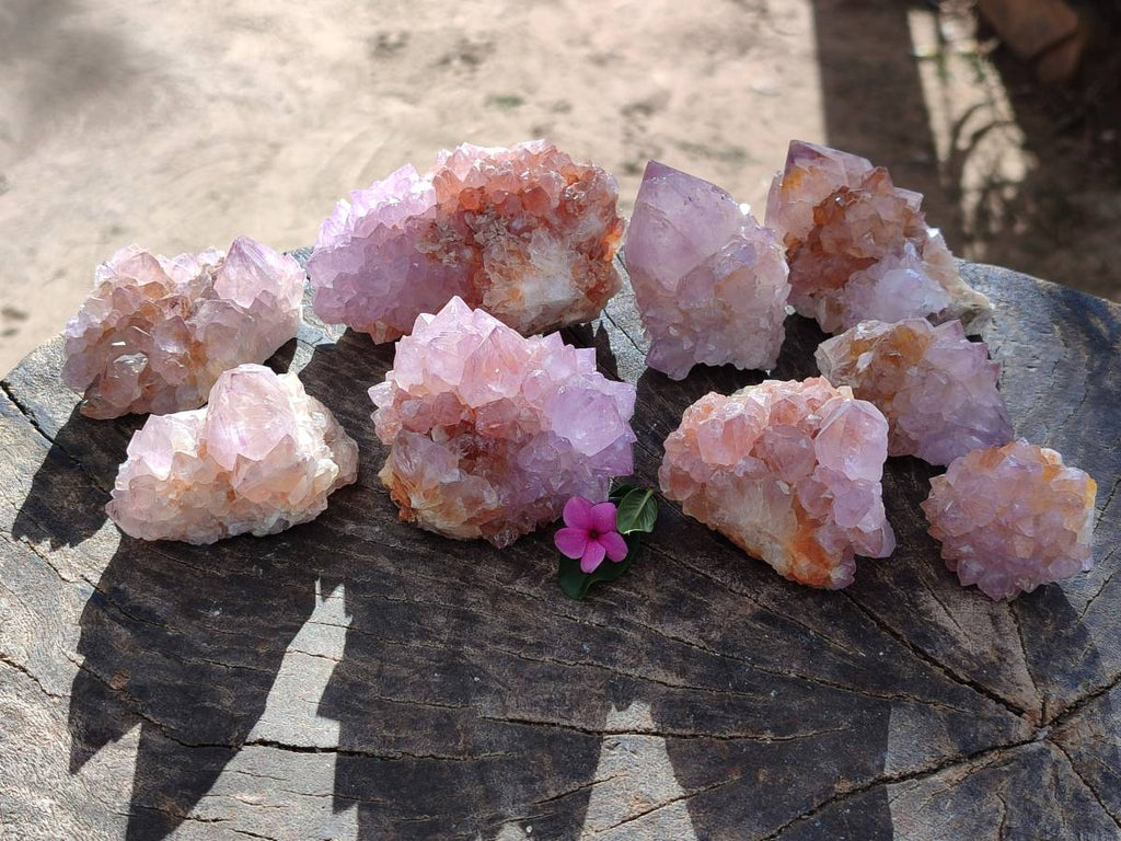 Natural Sunburst Amethyst Spirit Quartz Clusters x 9 From Boekenhouthoek, South Africa - Toprock Gemstones and Minerals 